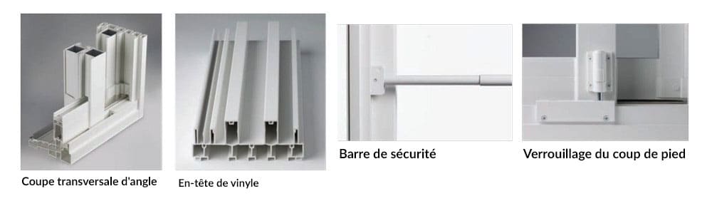 Pièces de quincaillerie à l'intérieur d'une porte patio